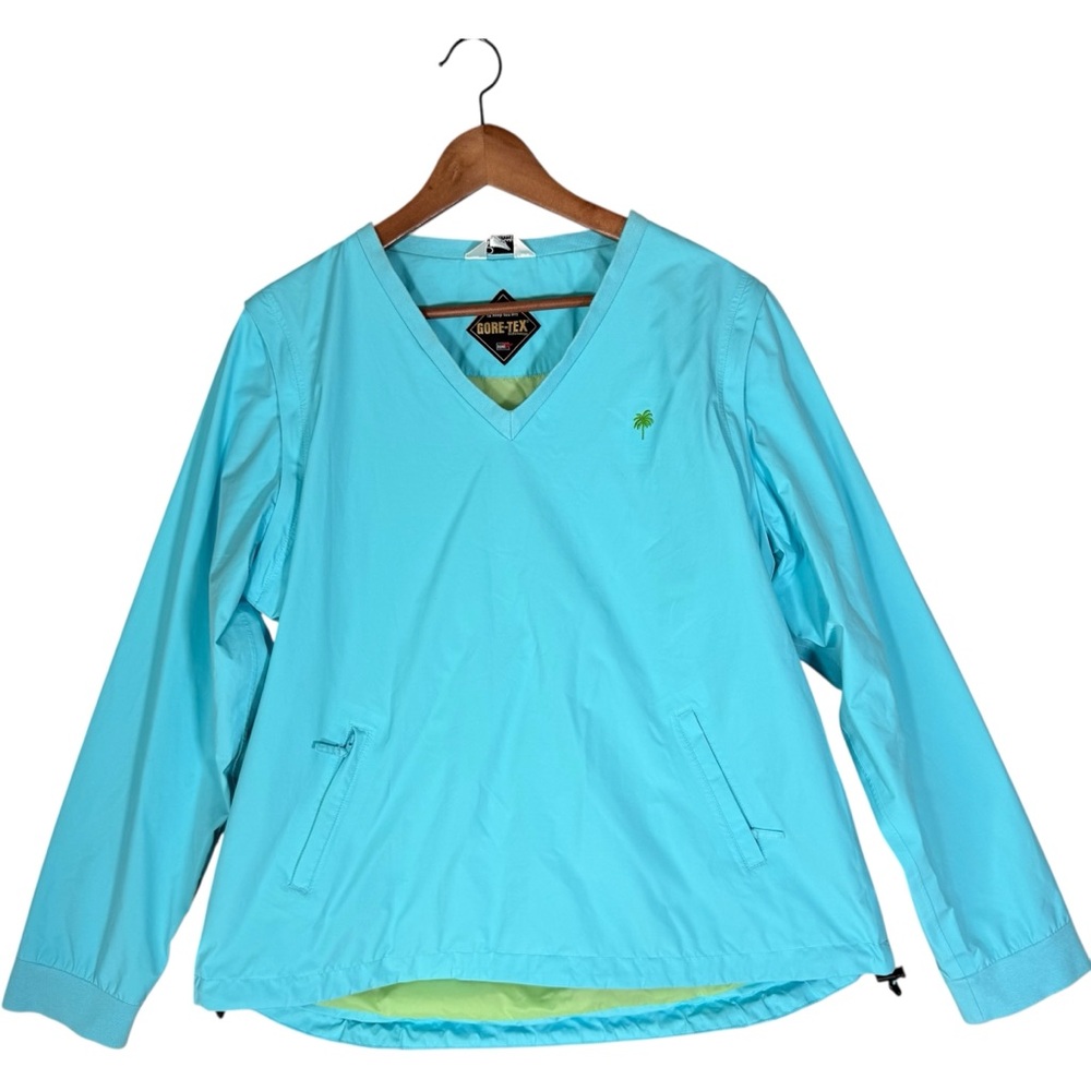 Lilly Pullitzer Gore-Tex Blue Pull Over Jacket Convertible Vest Waterproof L